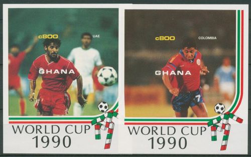 Ghana 1990 Fußball-WM in Italien Spieler Block 157/58 B postfrisch (C41596)