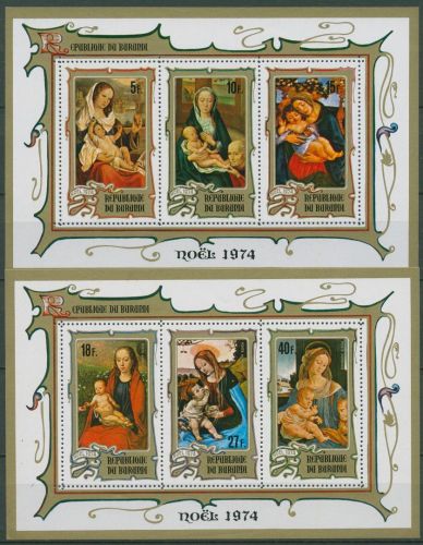 Burundi 1974 Weihnachten Gemälde Block 82/83 A postfrisch (C41640)