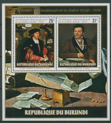 Burundi 1974 Int. Briefwoche Gemälde Block 81 A postfrisch (C41649)