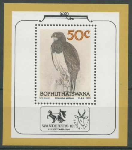 Bophuthatswana 1989 Greifvögel Schlangenadler Block 4 postfrisch (C25963)