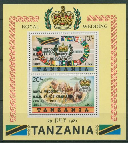 Tansania 1981 Hochzeit Prinz Charles und Diana Block 24 postfrisch (C41692)