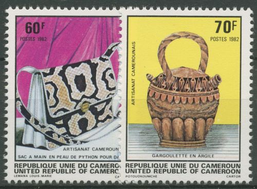 Kamerun 1982 Handwerk Tonkrug Ledertasche 974/75 postfrisch