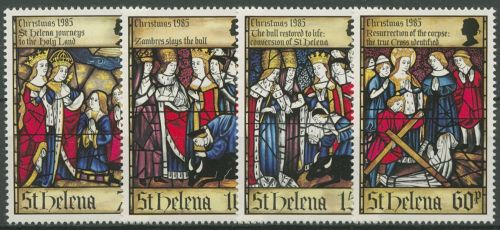 St. Helena 1985 Weihnachten Buntglasfenster 432/35 postfrisch