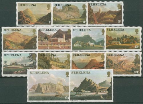St. Helena 1976 Gemälde Aquarelle Landschaften Segelschiff 285/97 postfrisch
