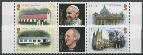 Tristan da Cunha 2013 Weihnachten Kirchen 1153/56 ZD postfrisch (C41721)