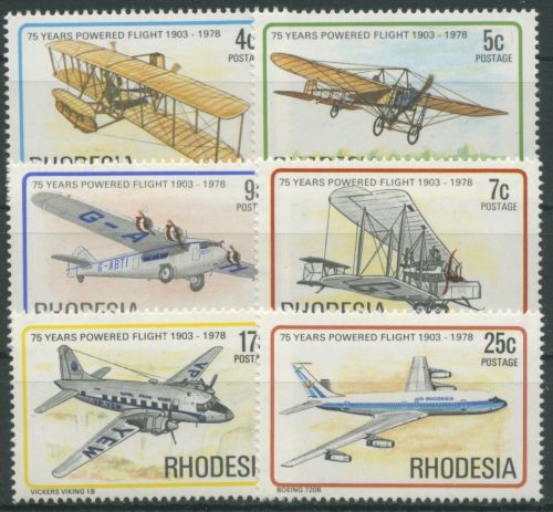 Rhodesien 1978 75 Jahre erster Motorflug Flugzeuge 221/26 postfrisch