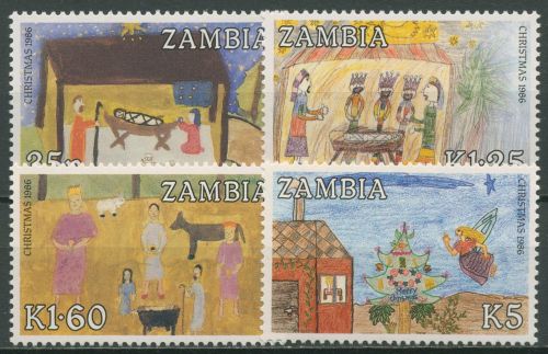 Sambia 1986 Weihnachten Kinderzeichnungen 369/72 postfrisch