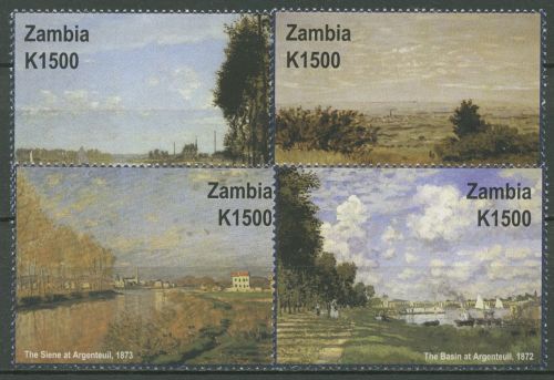 Sambia 2001 Gemälde von Claude Monet 1310/13 postfrisch