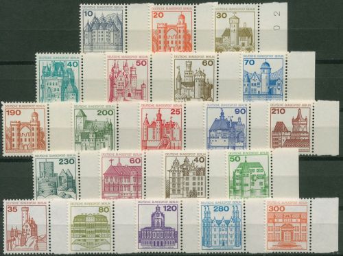 Berlin 1977/82 Burgen & Schlösser komplett Seitenrand 532/677 SR re. postfrisch