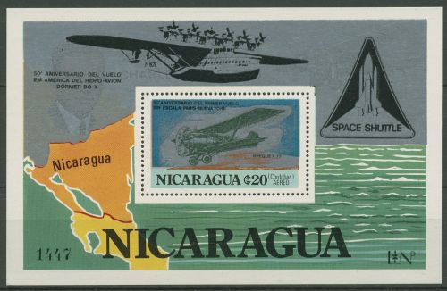 Nicaragua 1980 Luftfahrt Space Shuttle Block 132 a postfrisch (C94381)