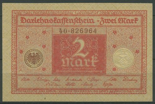 Dt. Reich 2 Mark 1920, DEU-191 kassenfrisch (K1080)