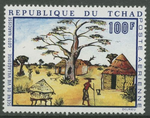 Tschad 1970 Dorfleben Gemälde von Goto Narcisse 288 postfrisch