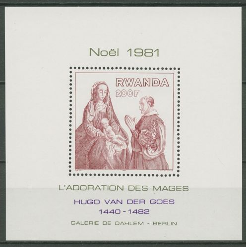 Ruanda 1981 Weihnachten Gemälde Hogo v. d. Goes Block 95 postfrisch (C41728)