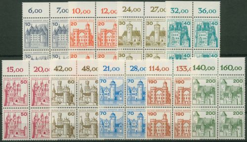 Berlin 1977 Burgen & Schlösser mit Oberrand 532/40 4er-Block OR postfrisch