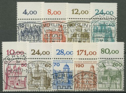Berlin 1977 Burgen & Schlösser mit Oberrand 532/40 OR gestempelt