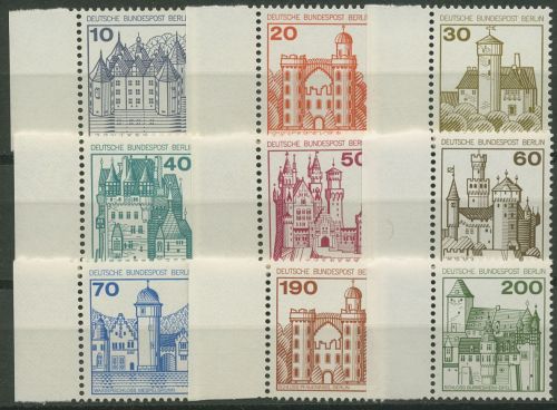 Berlin 1977 Burgen & Schlösser mit Seitenrand 532/40 SR li. postfrisch