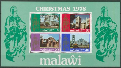 Malawi 1978 Weihnachten Kirchen Kathedrale Block 53 postfrisch (C41742)