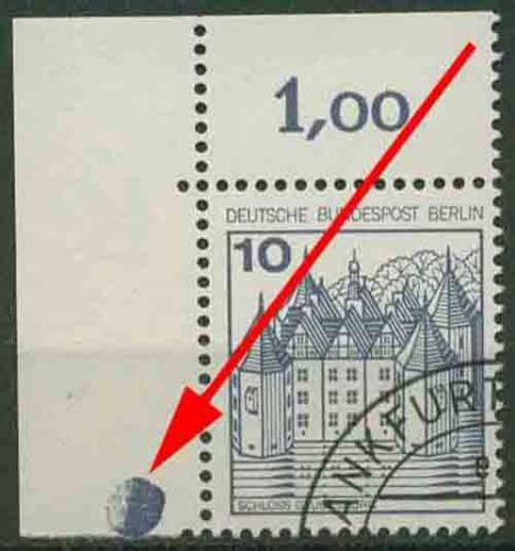 Berlin 1977 Burgen & Schlösser 532 Ecke 1, Plattenzeichen gestempelt