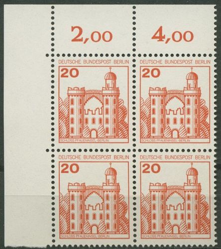 Berlin 1977 Burgen & Schlösser 533 4er-Block Ecke 1 postfrisch