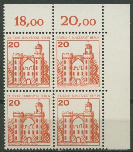 Berlin 1977 Burgen & Schlösser 533 4er-Block Ecke 2 postfrisch