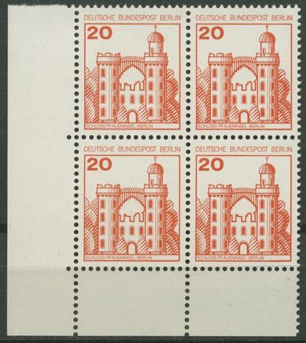 Berlin 1977 Burgen & Schlösser 533 4er-Block Ecke 3 postfrisch