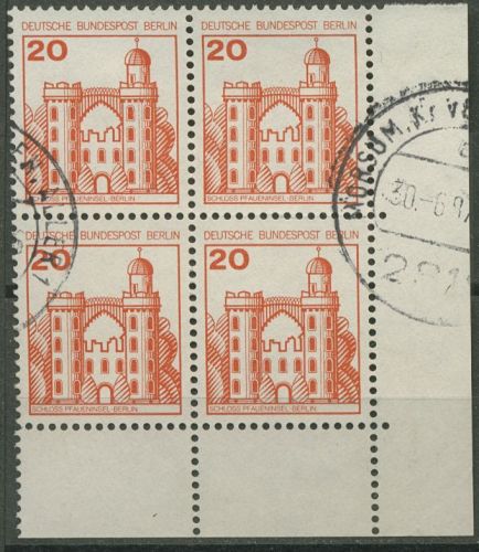 Berlin 1977 Burgen & Schlösser 533 4er-Block Ecke 4 gestempelt