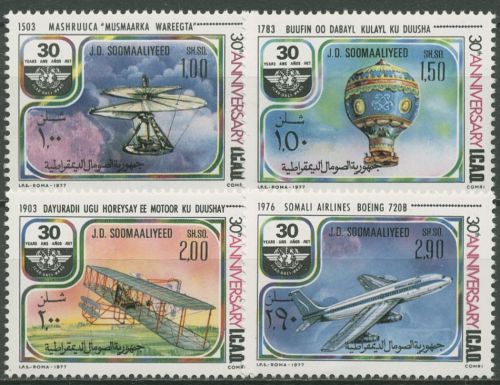 Somalia 1977 Organisation für Zivilluftfahrt Flugzeuge 257/60 postfrisch