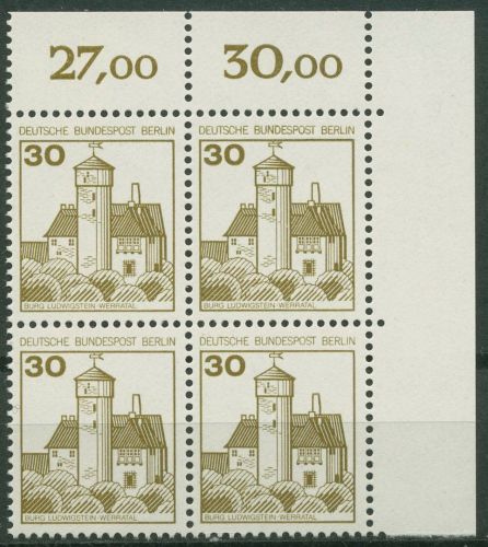 Berlin 1977 Burgen & Schlösser 534 4er-Block Ecke 2 postfrisch