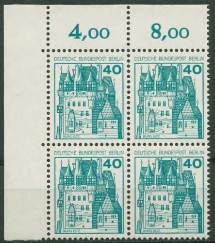Berlin 1977 Burgen & Schlösser 535 4er-Block Ecke 1 postfrisch