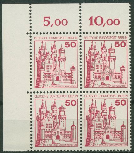 Berlin 1977 Burgen & Schlösser 536 4er-Block Ecke 1 postfrisch
