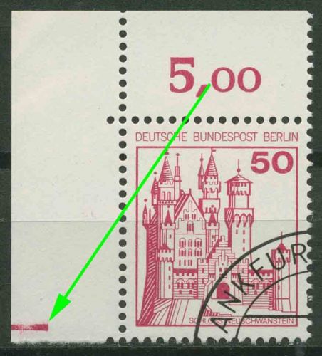 Berlin 1977 Burgen & Schlösser 536 Ecke 1, Plattenzeichen gestempelt