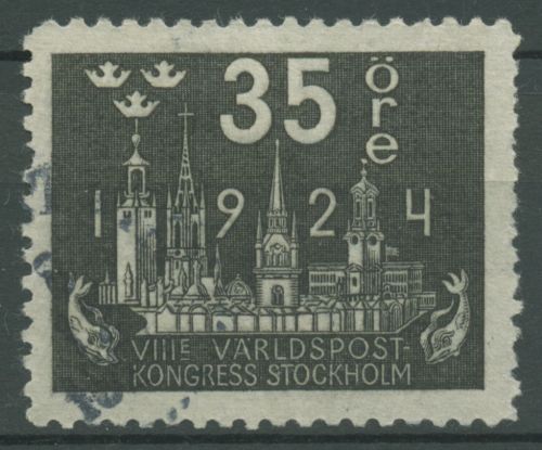 Schweden 1924 Weltpostkongress Stockholm Kirchtürme 150 gestempelt, kl. Fehler