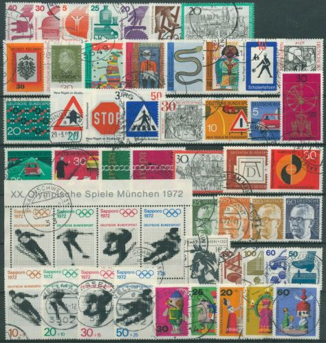 Bund 1971 Jahrgang komplett (658/09, Block 6) gestempelt (SG98554)