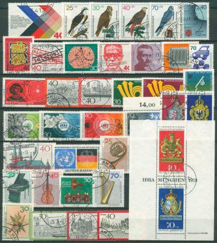 Bund 1973 Jahrgang komplett (753/90, Block 9) gestempelt (SG98522)