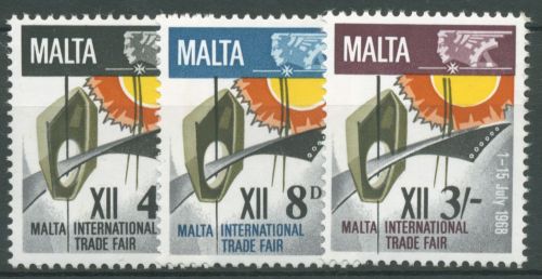 Malta 1968 Handelsmesse Plakat Merkur Zahnrad 373/75postfrisch
