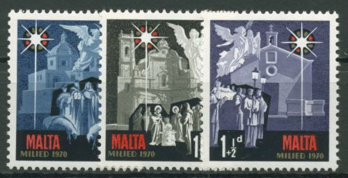 Malta 1970 Weihnachten Kirchen 417/19 postfrisch