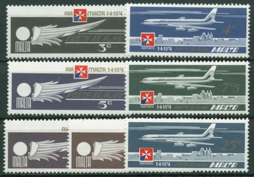 Malta 1974 Fluggesellschaft Air Malta Flugzeuge 486/92 postfrisch