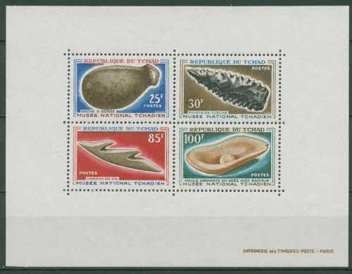 Tschad 1966 Nationalmuseum Prähistorisches Werkzeug Block 3 postfrisch (C41770)