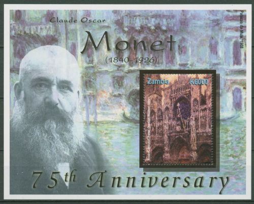 Sambia 2001 Gemälde von Claude Monet Block 88 postfrisch (C41814)