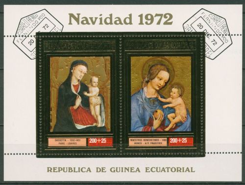 Äquatorialguinea 1972 Weihnachten Madonnengemälde Block 50 gestempelt (C41818)