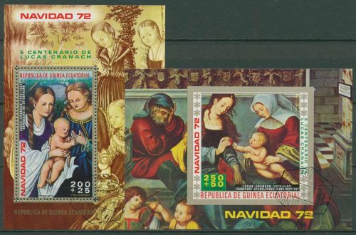 Äquatorialguinea 1972 Weihnachten Gemälde Cranach Block 42/43 gestempelt(C40420)