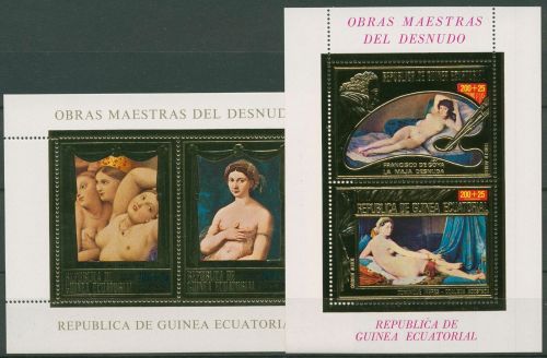 Äquatorialguinea 1975 Aktgemälde Goya Ingres Block 188/89 postfrisch (C29827)