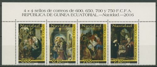 Äquatorialguinea 2016 Weihnachten Gemälde 2160/63 ZD postfrisch (C41829)