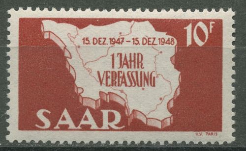 Saarland 1948 1 Jahr Verfassung Type I 260 I postfrisch