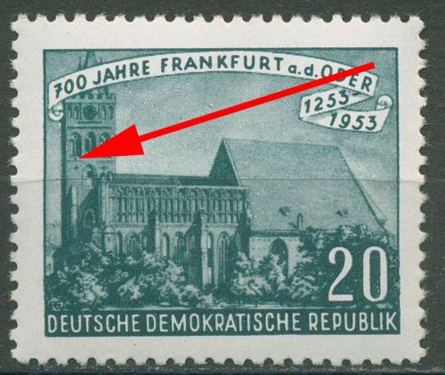 DDR 1953 700 Jahre Frankfurt an der Oder mit Plattenfehler 359 F 3 postfrisch