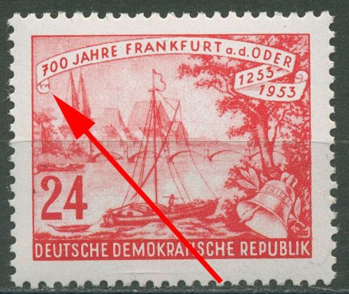DDR 1953 700 Jahre Frankfurt an der Oder mit Plattenfehler 360 F 2 postfrisch