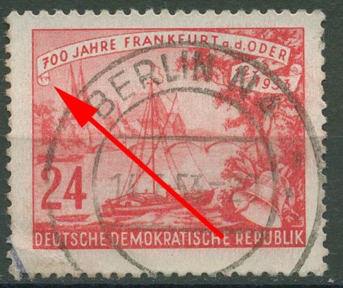 DDR 1953 700 Jahre Frankfurt an der Oder mit Plattenfehler 360 F 2 gestempelt