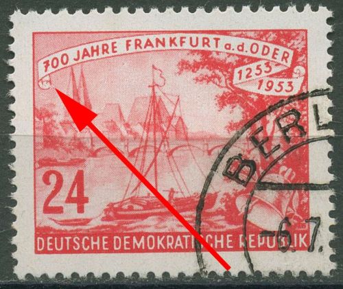 DDR 1953 700 Jahre Frankfurt/Oder mit Plattenfehler 360 F 2 mit Massenentwertung