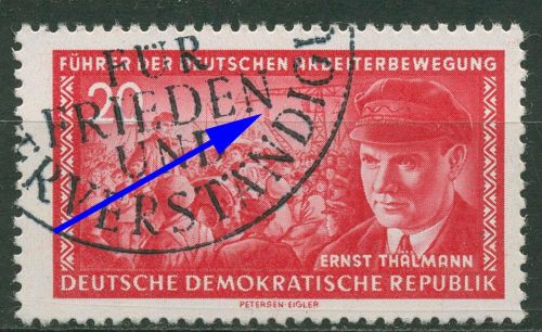 DDR 1955 Führer d. Arbeiterbewegung mit Plattenfehler 475 F 50 mit Sonderstempel