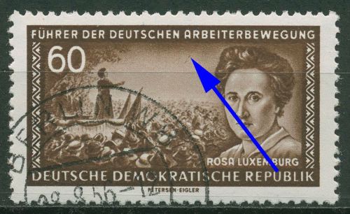 DDR 1955 Führer d. Arbeiterbewegung m. Plattenfehler 478 F 21a gestempelt